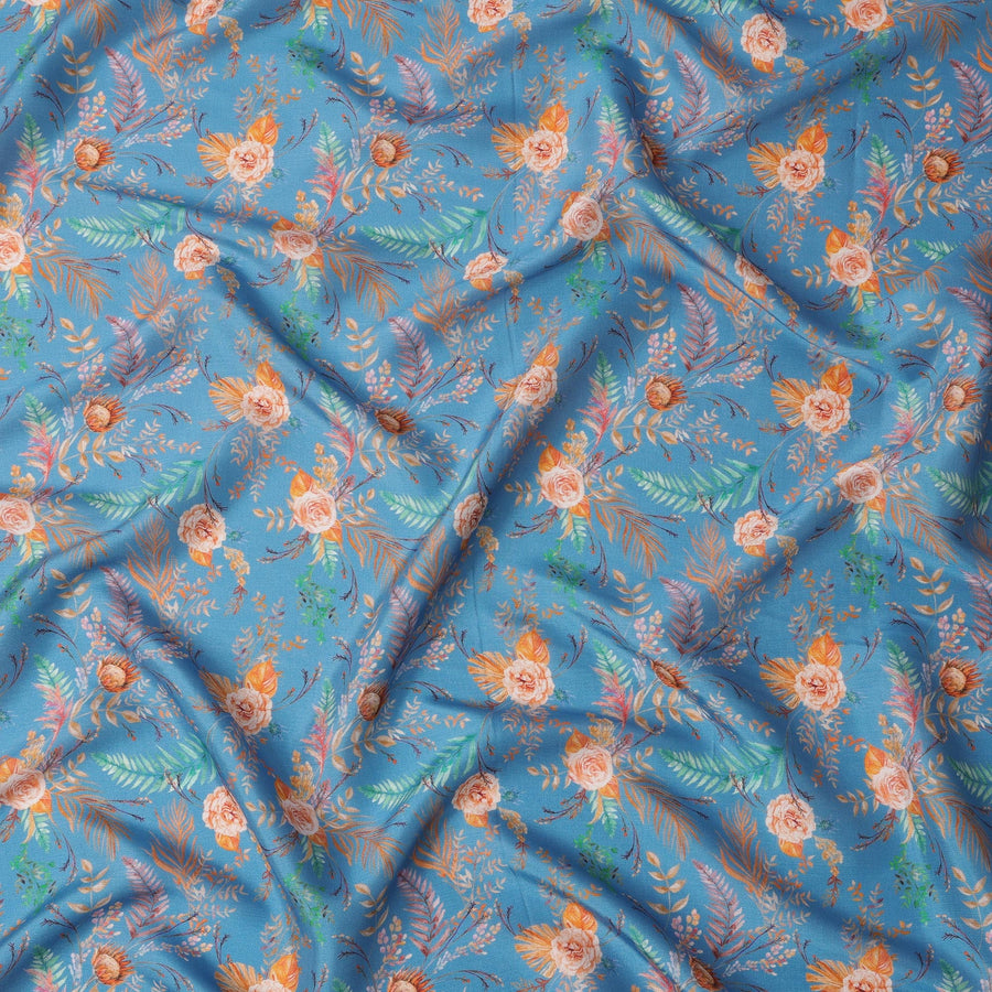 قماش ساتان مودال فيسكوز أزرق هادئ - 110 سم، الهند - D22230