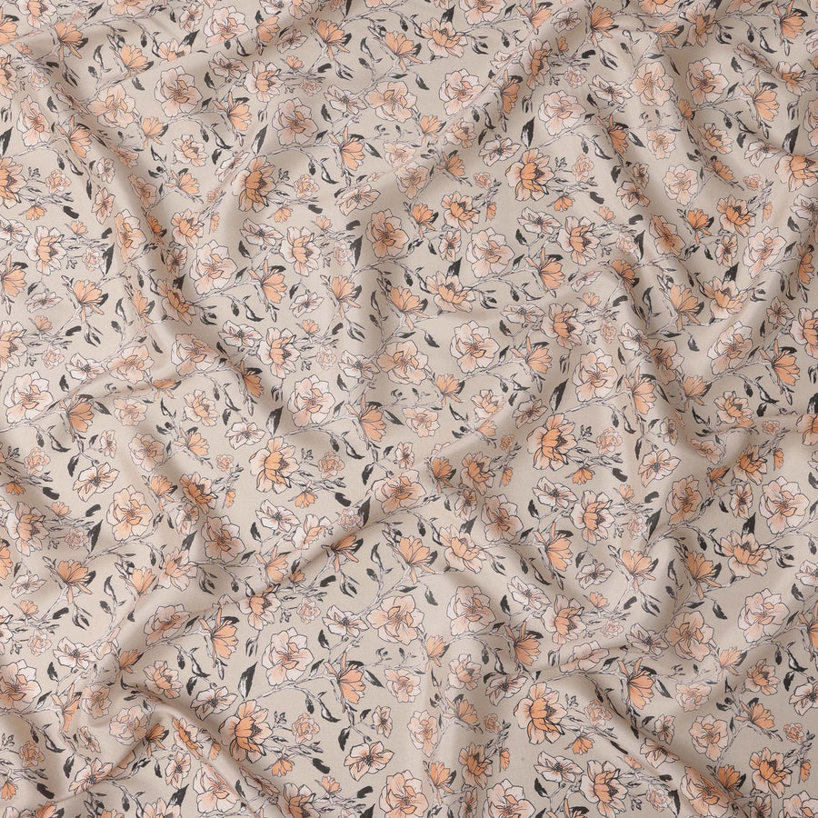 Graceful Beige Viscose Modal Satin Fabric – 110 Cms, India-D22231