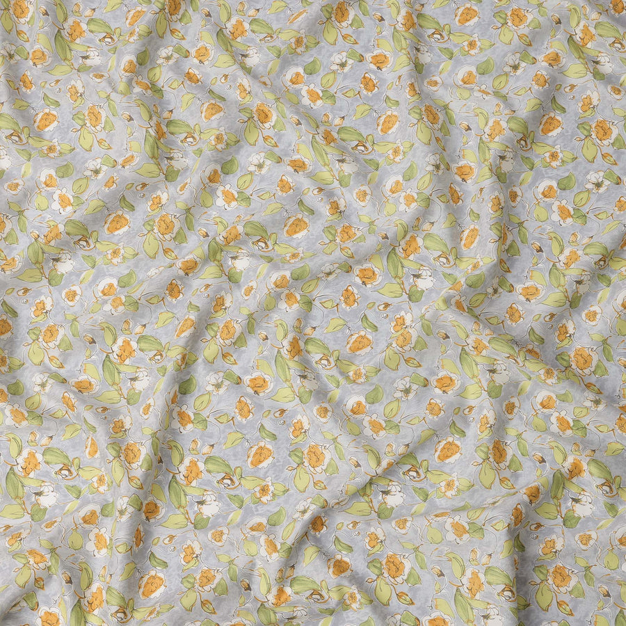 قماش قطني رمادي فاتح مطبوع رقميًا - 110 سم، اليابان - D22235