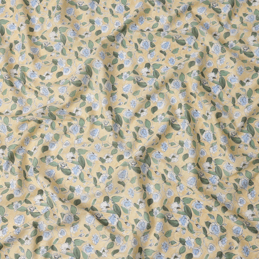 Soft Yellow Cotton Lawn Digital Printed Fabric – 110 Cms, Japan-D22236