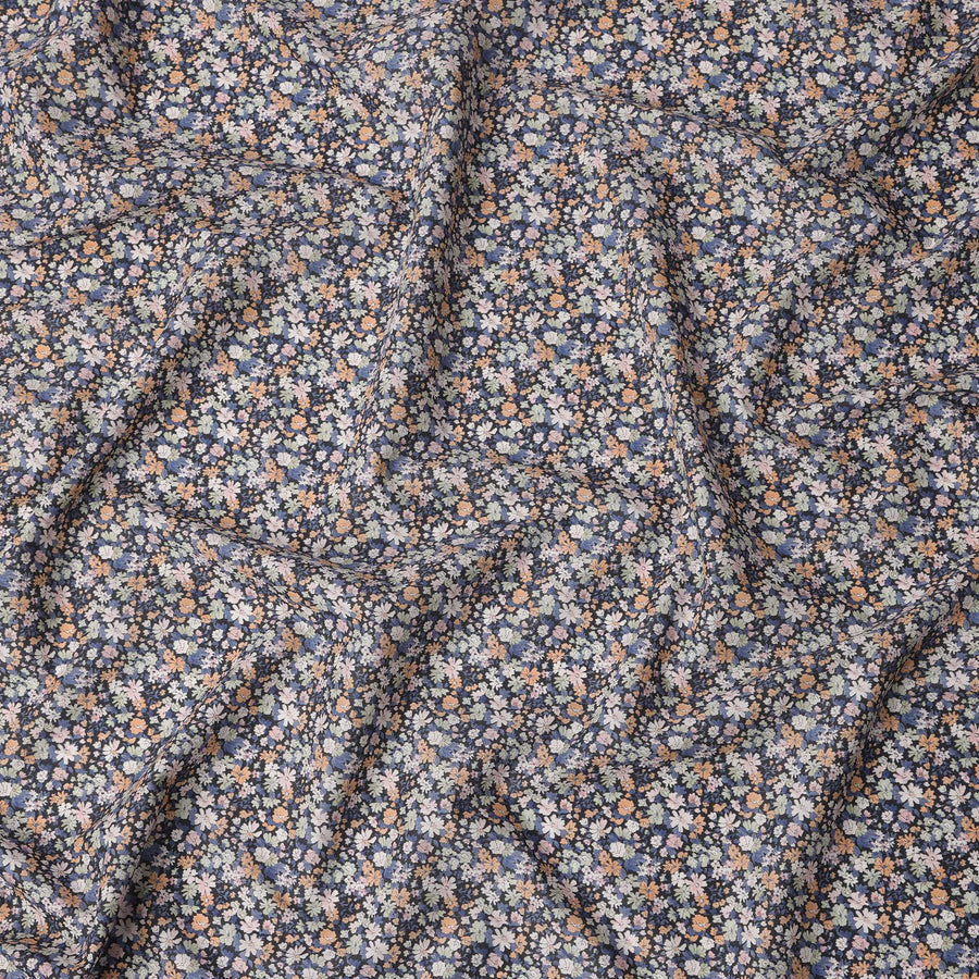 قماش قطني أسود داكن مطبوع رقميًا - 110 سم، اليابان - D22237