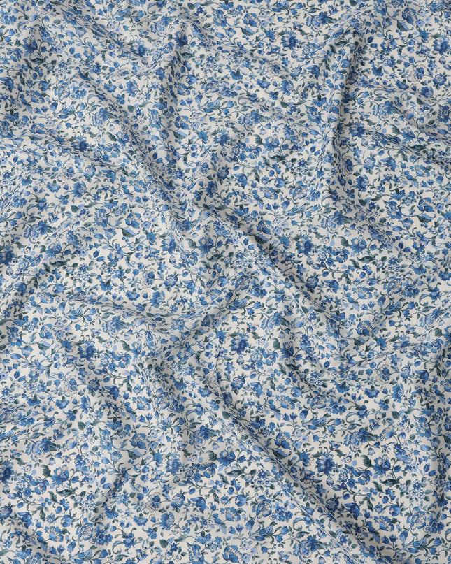 Ivory Blue Cotton Lawn Digital Printed Fabric – 110 Cms, Japan-D22238