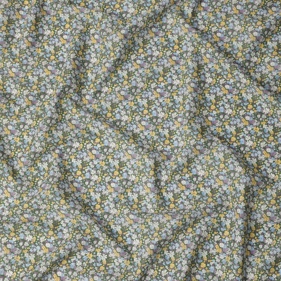 قماش قطني أخضر زيتوني مطبوع رقميًا - 110 سم، اليابان - D22240