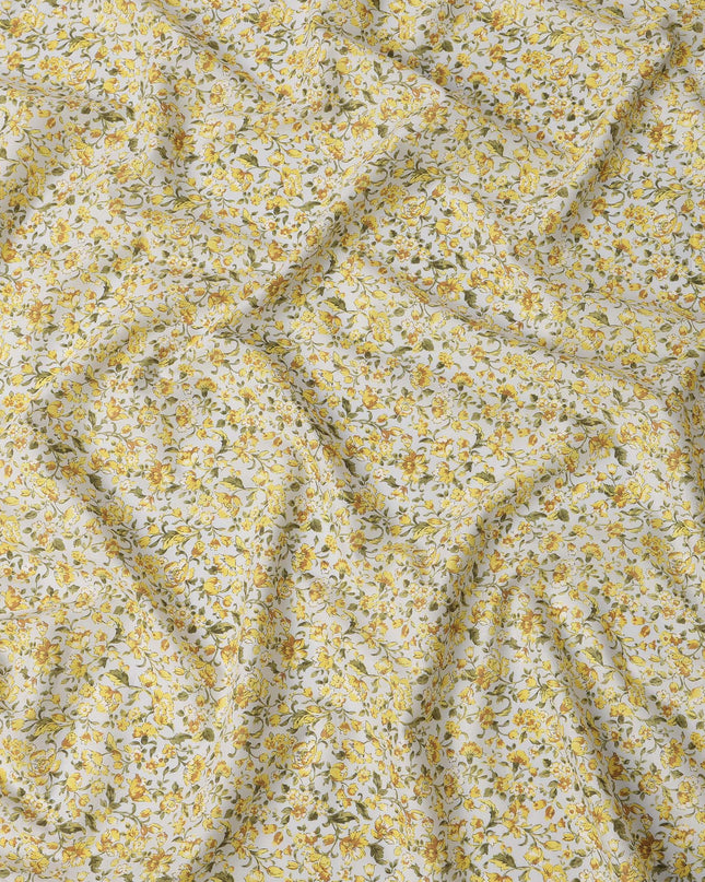 Sunshine Yellow Cotton Lawn Digital Printed Fabric – 110 Cms, Japan-D22241