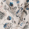 Off-White Blue Floral Viscose Digital Printed Fabric – 110 cm, Made in India-D22252