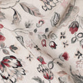 Off-White Red Floral Viscose Digital Printed Fabric – 110 cm, Made in India-D22255