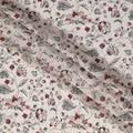 Off-White Red Floral Viscose Digital Printed Fabric – 110 cm, Made in India-D22255