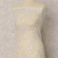 White Embroidered Nylon Tulle Fabric with Sequins & Floral Motifs – 135 Cms Wide, 3.5 Mtrs, Made in Taiwan-D22339