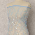 Sky Blue Embroidered Nylon Tulle Fabric with Sequin Work – 135 Cms Wide, 3.5 Mtrs, China-D22349