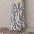 Grey Floral Embroidered Nylon Tulle Fabric with Sequins, 3.5 Mtrs, 135 Cms, India-D22356