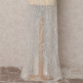 White Embroidered Nylon Tulle Fabric with Sequin & Beadwork, 3.5 Mtrs, 135 Cms, China-D22357