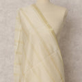 Soft Ivory & Gold Striped Synthetic Organza Dupatta, Sheer Ethnic Stole, 250X80 CMS, India-D22360