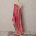 Rich Red & Gold Striped Synthetic Organza Dupatta, Festive Sheer Stole, 250X85 CMS, India-D22361