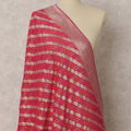 Rich Red & Gold Striped Synthetic Organza Dupatta, Festive Sheer Stole, 250X85 CMS, India-D22361