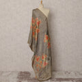 Olive Grey Floral & Brocade Woven Synthetic Dupatta, Elegant Ethnic Stole, 225X80 CMS, India-D22363