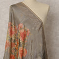Olive Grey Floral & Brocade Woven Synthetic Dupatta, Elegant Ethnic Stole, 225X80 CMS, India-D22363