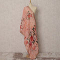 Blush Pink Floral & Gold Woven Synthetic Brocade Dupatta, Elegant Ethnic Stole, 220X75 CMS, India-D22365