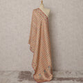 Peach Multicolor Paisley & Geometric Synthetic Brocade Dupatta, Festive Ethnic Stole, 235X85 CMS, India-D22368