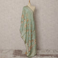 Pastel Green Floral & Gold Woven Synthetic Brocade Dupatta, Elegant Ethnic Stole, 225X80 CMS, India-D22370