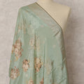 Pastel Green Floral & Gold Woven Synthetic Brocade Dupatta, Elegant Ethnic Stole, 225X80 CMS, India-D22370
