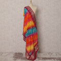 Multicolor Bandhani & Embroidered Premium Chiffon Dupatta, Festive Ethnic Stole, 230X85 CMS, India-D22371