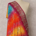 Multicolor Bandhani & Embroidered Premium Chiffon Dupatta, Festive Ethnic Stole, 230X85 CMS, India-D22371