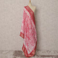 Pink & White Tie-Dye Synthetic Brocade Dupatta, Gold Woven Ethnic Stole, 220X95 CMS, India-D22374
