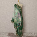 Deep Green Ombre & Gold Woven Synthetic Brocade Dupatta, Elegant Ethnic Stole, 230X95 CMS, India-D22375