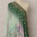 Deep Green Ombre & Gold Woven Synthetic Brocade Dupatta, Elegant Ethnic Stole, 230X95 CMS, India-D22375