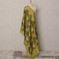 Olive Green Chevron & Gold Woven Synthetic Brocade Dupatta, Elegant Ethnic Stole, 225X90 CMS, India-D22377