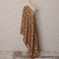 Rust & Olive Floral Woven Synthetic Brocade Dupatta, Elegant Ethnic Stole, 240X80 CMS, India-D22378