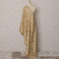 Gold Floral Printed & Woven Synthetic Brocade Dupatta, Elegant Ethnic Stole, 235X80 CMS, India-D22383