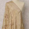 Gold Floral Printed & Woven Synthetic Brocade Dupatta, Elegant Ethnic Stole, 235X80 CMS, India-D22383
