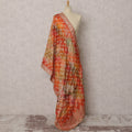 Orange & Multicolor Floral Woven Synthetic Brocade Dupatta, Elegant Ethnic Stole, 220X80 CMS, India-D22390