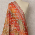 Orange & Multicolor Floral Woven Synthetic Brocade Dupatta, Elegant Ethnic Stole, 220X80 CMS, India-D22390