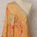 Mustard Yellow & Multicolor Floral Woven Synthetic Brocade Dupatta, Elegant Ethnic Stole, 220X80 CMS, India-D22391
