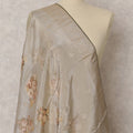 Grey & Pastel Floral Woven Synthetic Brocade Dupatta, Elegant Ethnic Stole, 220X80 CMS, India-D22392