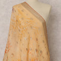 Golden Yellow & Multicolor Floral Embroidered Synthetic Brocade Dupatta, Elegant Ethnic Stole, 225X80 CMS, India-D22395