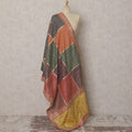 Multicolor Patchwork Design Synthetic Brocade Dupatta, Zari Embellished Border, 240X95 CMS, India-D22398