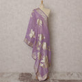 Lavender Gold Floral Woven Synthetic Brocade Dupatta, Zari Border, 225X80 CMS, India-D22401