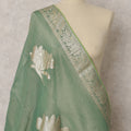 Green Brocade Floral Woven Dupatta, 225X80 CMS, India-D22403
