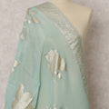 Light Blue Brocade Floral Woven Dupatta, 225X80 CMS, India-D22405