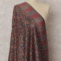 Grey Multicolor Kashmiri Paisley Woven Cotton Silk Dupatta, 225X80 CMS, India-D22409