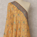 Mustard Yellow Brocade Geometric Floral Woven Dupatta, 240X85 CMS, India-D22410