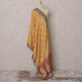 Mustard Yellow Brocade Geometric Floral Woven Dupatta, 240X85 CMS, India-D22410