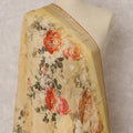 Yellow Floral Printed Synthetic Brocade Dupatta, 220X80 Cms, India-D22412