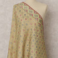 Beige Multicolor Woven Paisley Silk Brocade Dupatta, 235X85 Cms, India-D22413