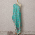 Aqua Blue Floral Woven Paisley Silk Brocade Dupatta, 235X85 Cms, India-D22415