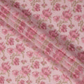 قماش فوال قطني مطرز بزهور وردية فاتحة، تطريز كامل، عرض 110 سم، صنع في الهند - D22583