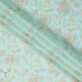 قماش فوال قطني مطرز بأزهار بلون أخضر نعناعي، تصميم بخيوط دقيقة، عرض 110 سم، صنع في الهند - D22585